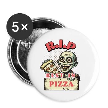 Rest In Pizza Lustiger Pizzaliebhaber Spruch - Buttons klein 25 mm (5er Pack) - Weiß - Vorne