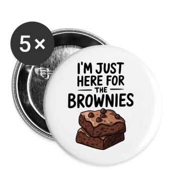 Brownies Spruch Gebäck Lustiges Brownie Geschenk - Buttons klein 25 mm (5er Pack) - Weiß - Vorne