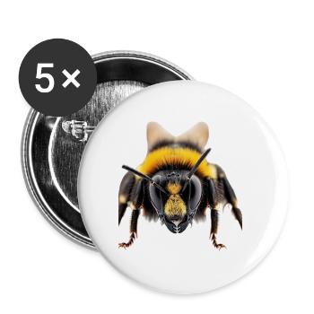 Abeille - Lot de 5 petits badges (25 mm) - blanc - Devant