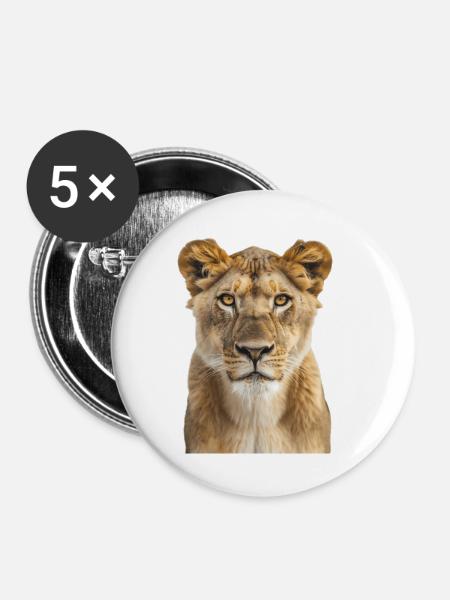 Löwe - Buttons klein 25 mm (5er Pack) - Weiß