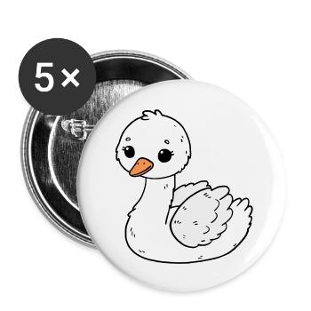 Cygne - Lot de 5 petits badges (25 mm) - blanc - Devant