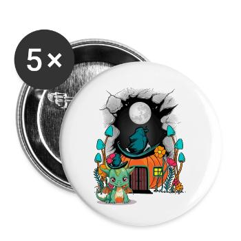 Kürbis Halloween Drache Drachen Kind Kinder Baby - Buttons klein 25 mm (5er Pack) - Weiß - Vorne