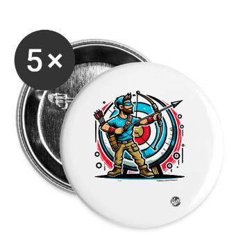 Super Archer – Bow and Arrow - Buttons small 1''/25 mm (5-pack) - white - Front