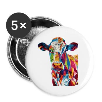 Vache - Lot de 5 petits badges (25 mm) - blanc - Devant