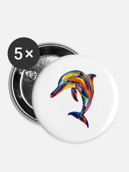 Delphin - Buttons klein 25 mm (5er Pack) - Weiß