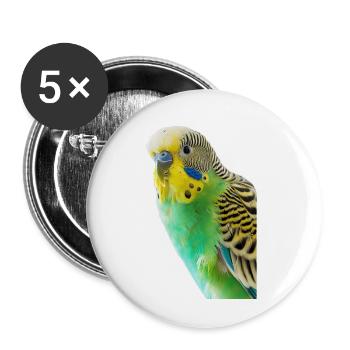 Perruche ondulée - Lot de 5 petits badges (25 mm) - blanc - Devant