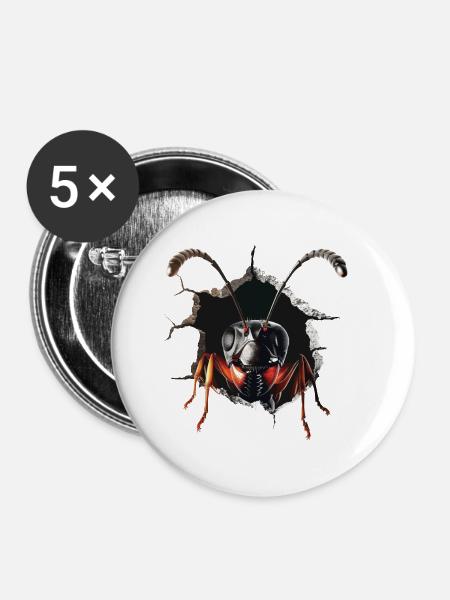 Ameise - Buttons klein 25 mm (5er Pack) - Weiß