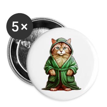 PEIGNOIR POUR CHAT - Lot de 5 petits badges (25 mm) - blanc - Devant