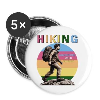 BERGSTEIGER HIKING - Buttons klein 25 mm (5er Pack) - Weiß - Vorne