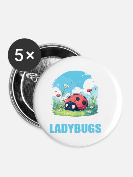 Ladybug Marienkäfer - Buttons klein 25 mm (5er Pack) - Weiß