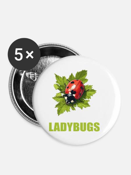 Ladybug Marienkäfer - Buttons klein 25 mm (5er Pack) - Weiß
