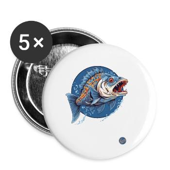 Le poisson monstre effrayant - Lot de 5 petits badges (25 mm) - blanc - Devant