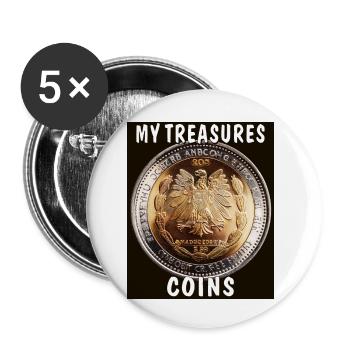 MES TRÉSORS PIÈCES - Lot de 5 petits badges (25 mm) - blanc - Devant
