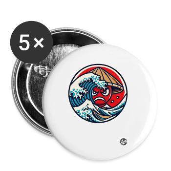 Kanagawa Wahnsinn Japan - Buttons klein 25 mm (5er Pack) - Weiß - Vorne
