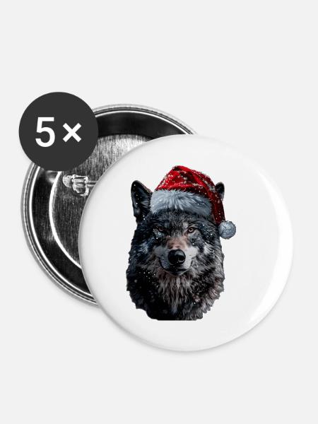 Wolf - Buttons klein 25 mm (5er Pack) - Weiß