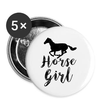 Fille de cheval - Lot de 5 petits badges (25 mm) - blanc - Devant