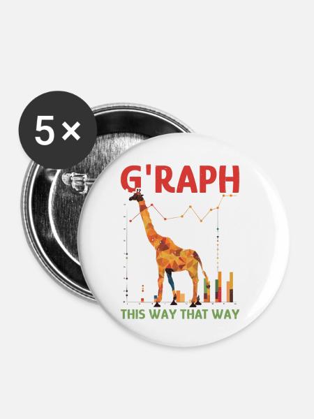G'Raph This Way That Way - Buttons klein 25 mm (5er Pack) - Weiß