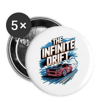 infinite drift - course voiture - Lot de 5 petits badges (25 mm) - blanc - Devant
