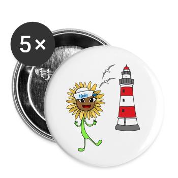 Sailor Sunflower Lighthouse Maritime Moin - Lot de 5 petits badges (25 mm) - blanc - Devant