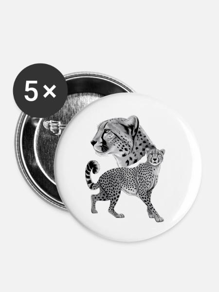 Gepard - Buttons klein 25 mm (5er Pack) - Weiß