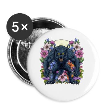 Werewolf Floral - Buttons klein 25 mm (5er Pack) - Weiß - Vorne