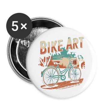 Vintage Bike Art Sunset Scene - Buttons small 1''/25 mm (5-pack) - white - Front