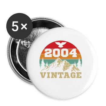 2004 Vintage Retro Cadeau d’anniversaire - Lot de 5 petits badges (25 mm) - blanc - Devant