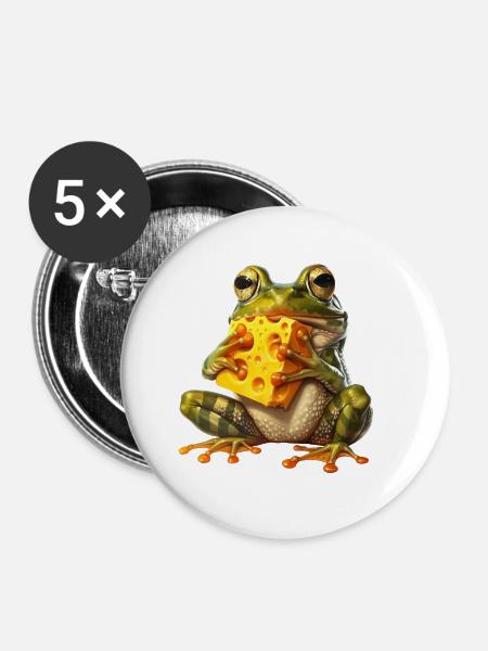 Frosch - Buttons klein 25 mm (5er Pack) - Weiß