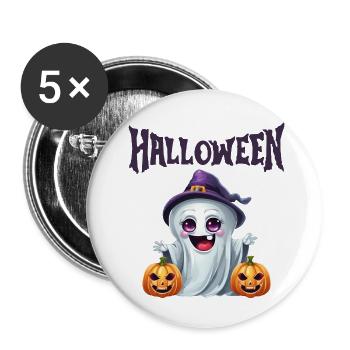Halloween Ghost Halloween Party - Buttons small 1''/25 mm (5-pack) - white - Front