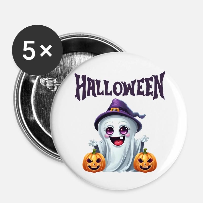 Halloween Ghost Halloween Party - Buttons small 1''/25 mm (5-pack) - white