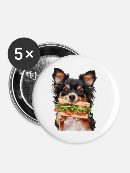 Hund - Buttons klein 25 mm (5er Pack) - Weiß