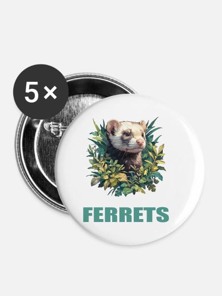 Ferret Frettchen - Buttons klein 25 mm (5er Pack) - Weiß