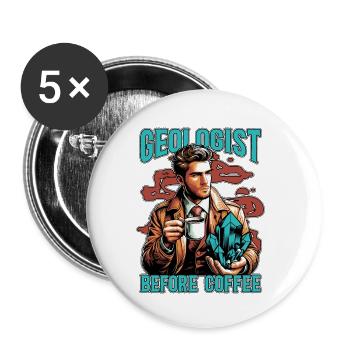 Géologue avant la collecte de roches Amateur de café - Lot de 5 petits badges (25 mm) - blanc - Devant