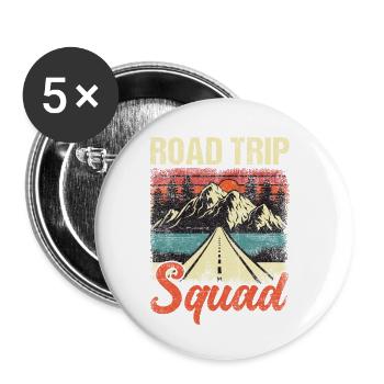 Escouade de road trip - Lot de 5 petits badges (25 mm) - blanc - Devant