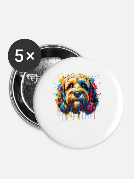 Splash Art Cockapoo Cockapoos Cockerpoo - Buttons klein 25 mm (5er Pack) - Weiß