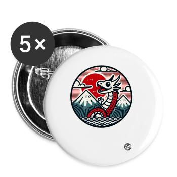Drôle de dragon chinois - Lot de 5 petits badges (25 mm) - blanc - Devant