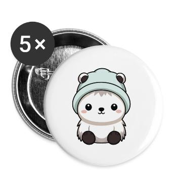 Eisbär Winter Polar Bär Baby Comic - Buttons klein 25 mm (5er Pack) - Weiß - Vorne