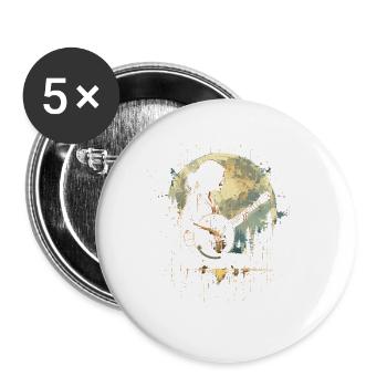 Banjo Player Drawing - Buttons small 1''/25 mm (5-pack) - white - Front