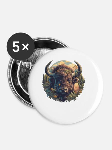 Bisons Bison - Buttons klein 25 mm (5er Pack) - Weiß