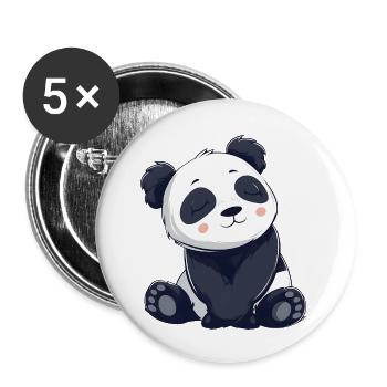 Cute Panda Cartoon Illustration - Buttons small 1''/25 mm (5-pack) - white - Front