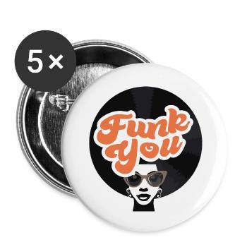 Funk You - Retro-Vibes mit Attitüde - Buttons klein 25 mm (5er Pack) - Weiß - Vorne