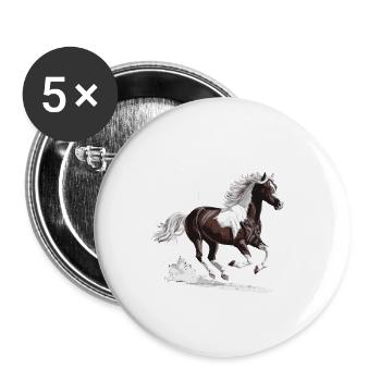 Proud Friesian Girl rider - Buttons small 1''/25 mm (5-pack) - white - Front