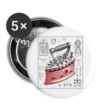 Bügeleisen - Buttons klein 25 mm (5er Pack) - Weiß - Vorne