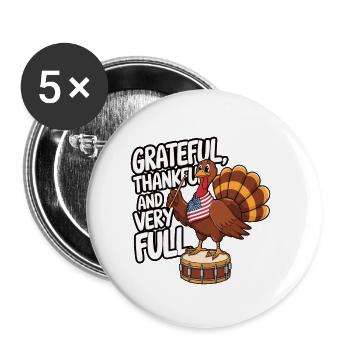 Dinde drôle de Thanksgiving - Lot de 5 petits badges (25 mm) - blanc - Devant