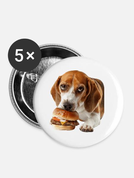 Beagle - Buttons klein 25 mm (5er Pack) - Weiß