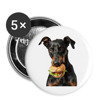 Doberman - Lot de 5 petits badges (25 mm) - blanc - Devant
