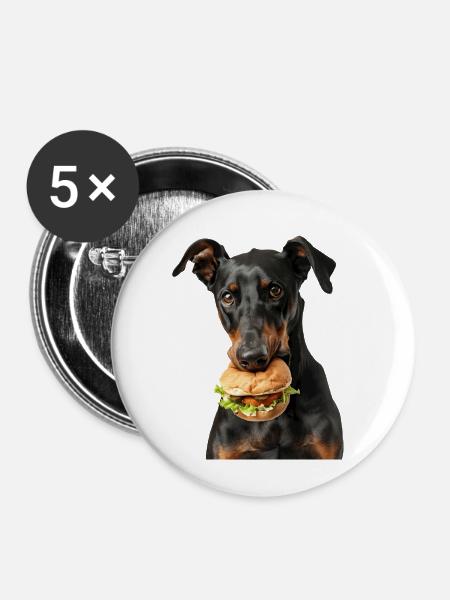 Dobermann - Buttons klein 25 mm (5er Pack) - Weiß