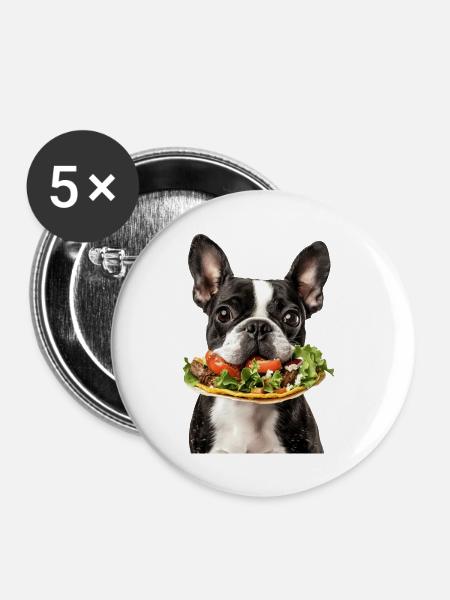 Boston Terrier - Buttons klein 25 mm (5er Pack) - Weiß