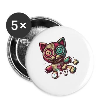 Psychopathe mental mignon mais brisé - Lot de 5 petits badges (25 mm) - blanc - Devant