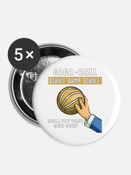 GAGA BALL BOUNCE, BUMP, BOUNCE! - Buttons klein 25 mm (5er Pack) - Weiß